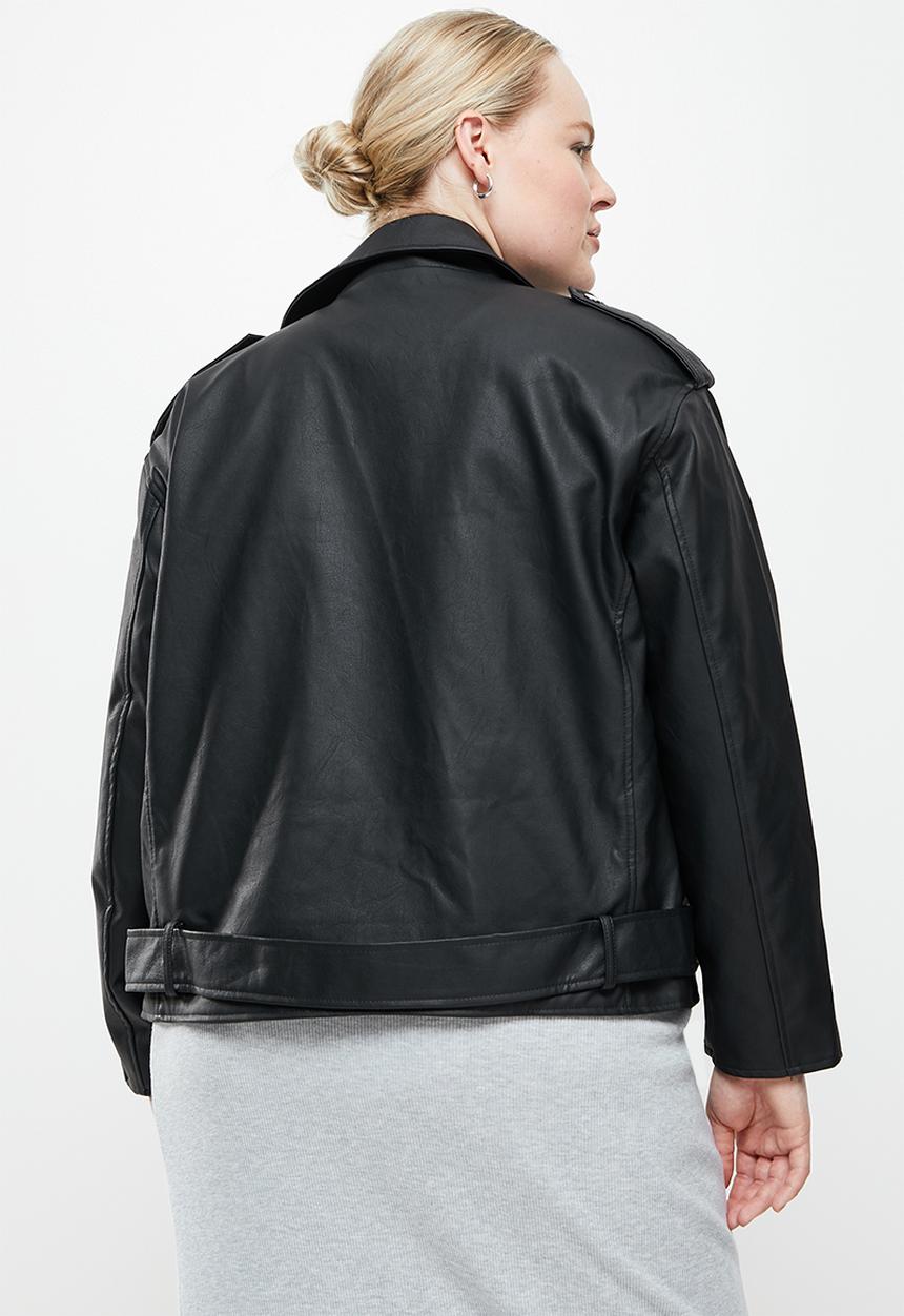 Missguided - Plus size boyfriend biker jacket - black