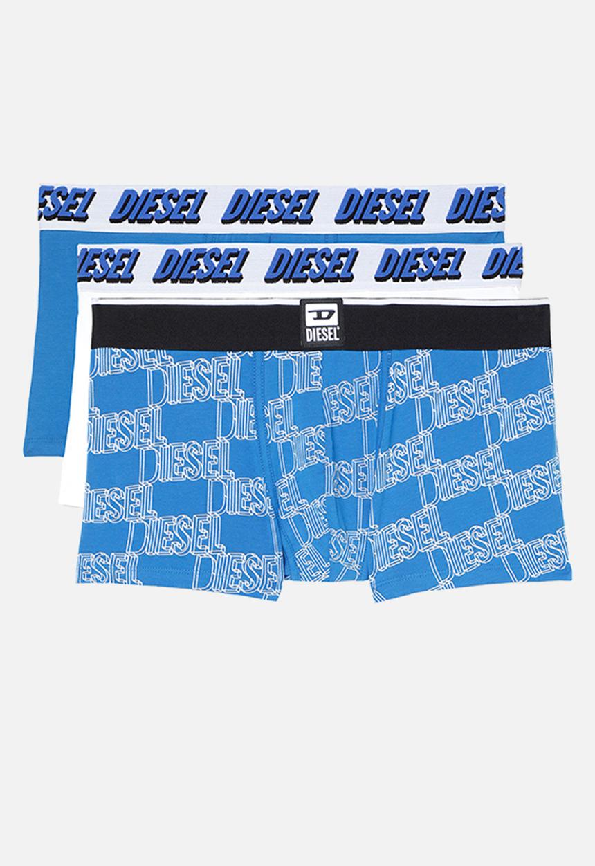 Diesel  - Umbx-damien three pack boxer briefs - white & blue 