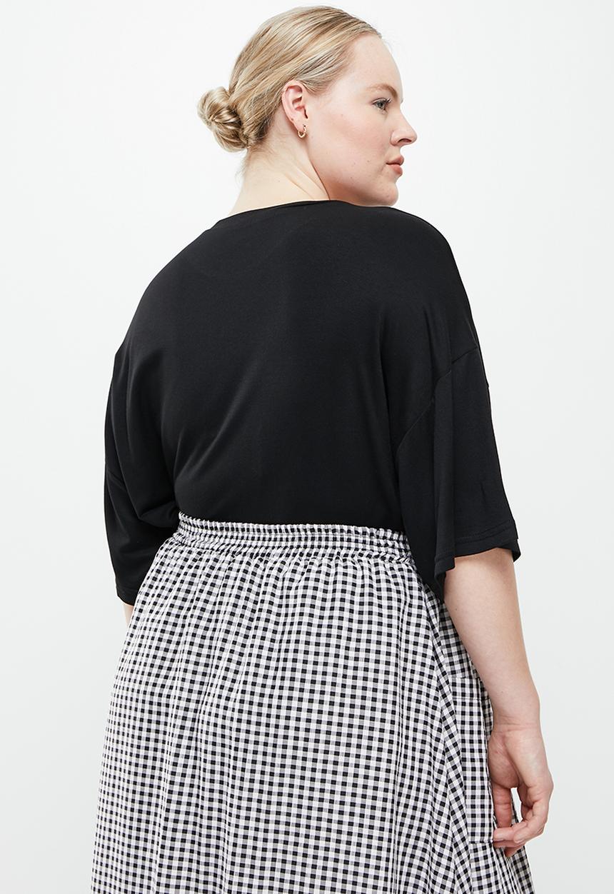 Me&B - Plus oversized viscose fleece tee - black