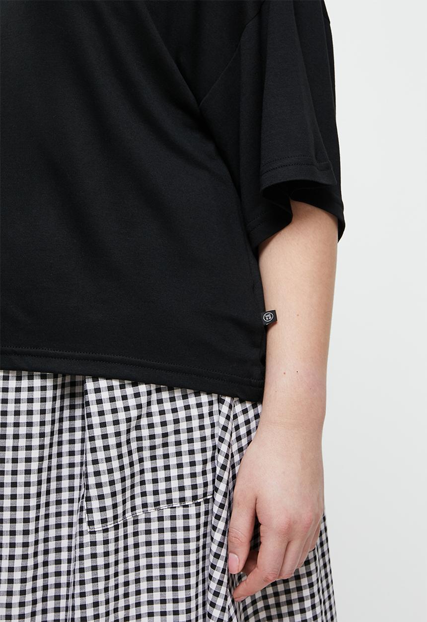 Me&B - Plus oversized viscose fleece tee - black
