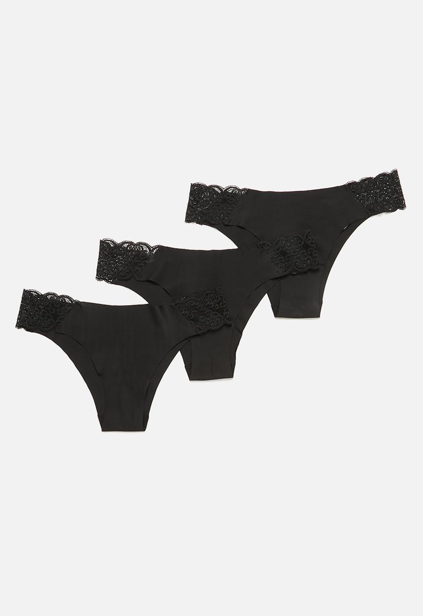 Cotton On - Party pants seamless brasiliano brief 3 pack - black