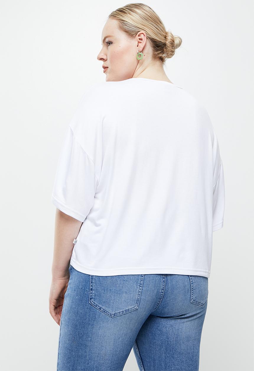 Me&B - Plus oversized viscose fleece tee - white