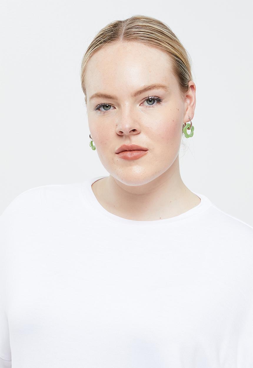 Me&B - Plus oversized viscose fleece tee - white