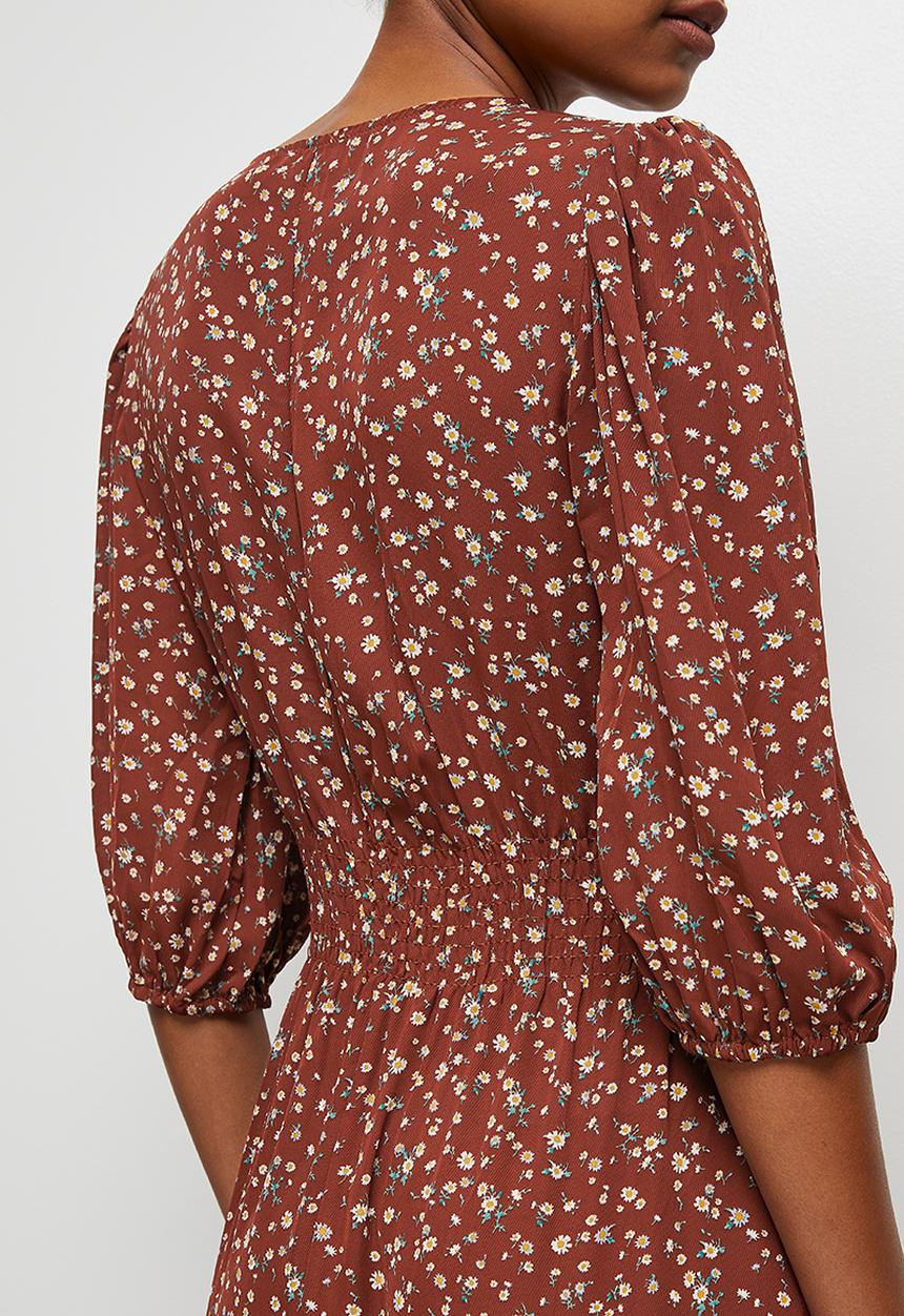 edit - Puff sleeve tiered maxi dress - brick ditsy
