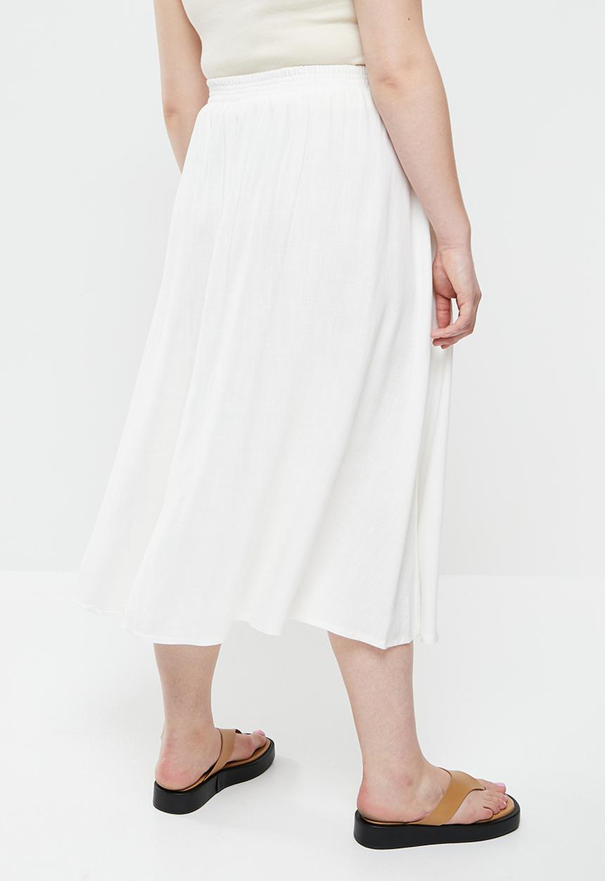 Me&B - Plus button throguh a-line skirt - white