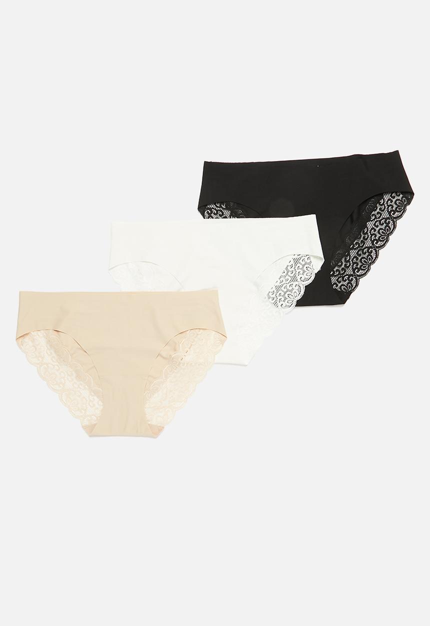 Cotton On - Party pants bikini brief 3 pack - black/ frappe/ cream