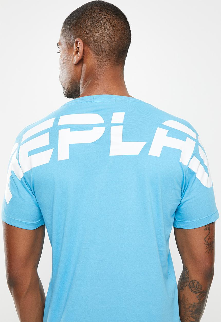Replay - Replay chest print tee - blue