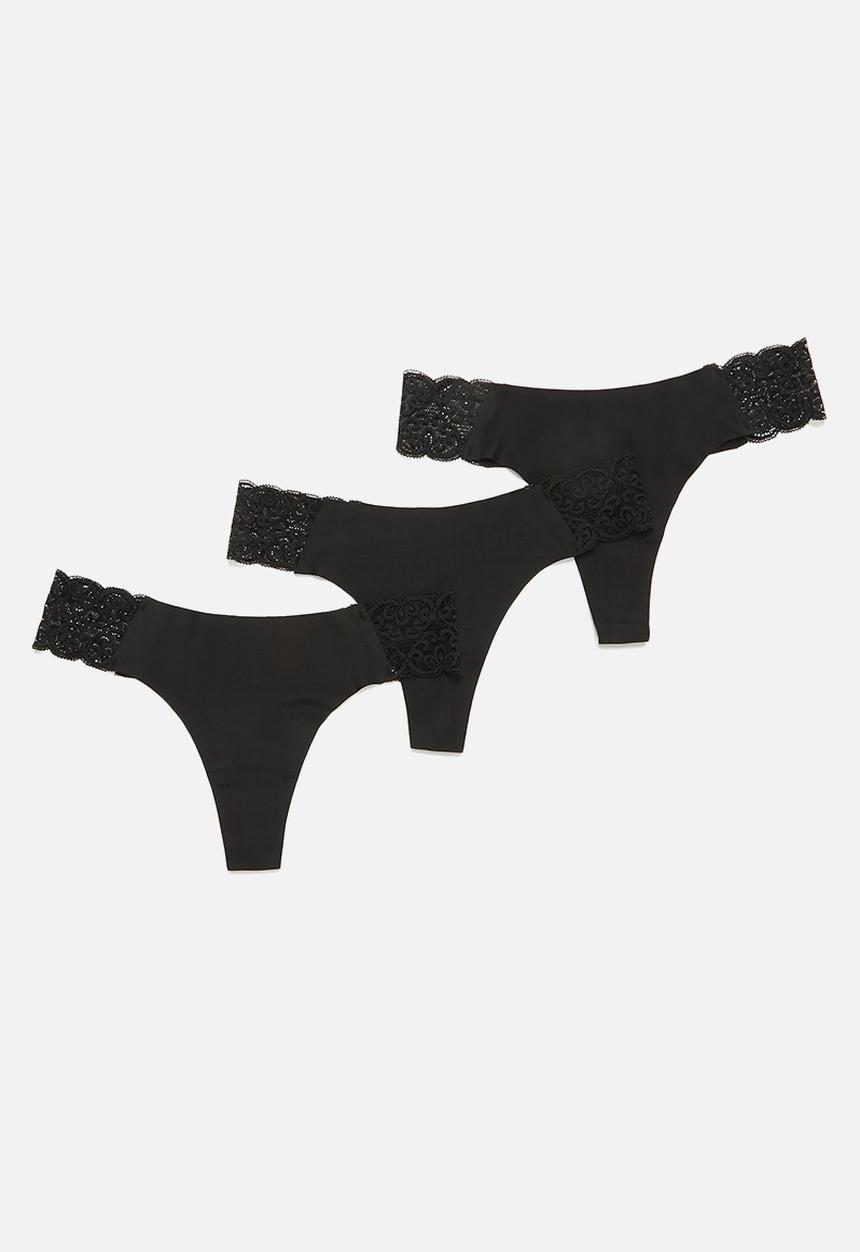 Cotton On - Party pants seamless g string 3 pack - black