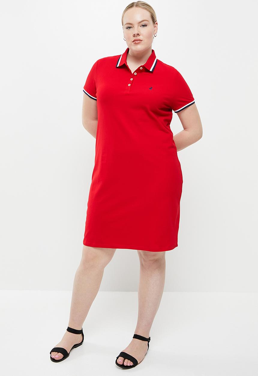 POLO - Plus leigh short sleeve stretch golfer dress - red