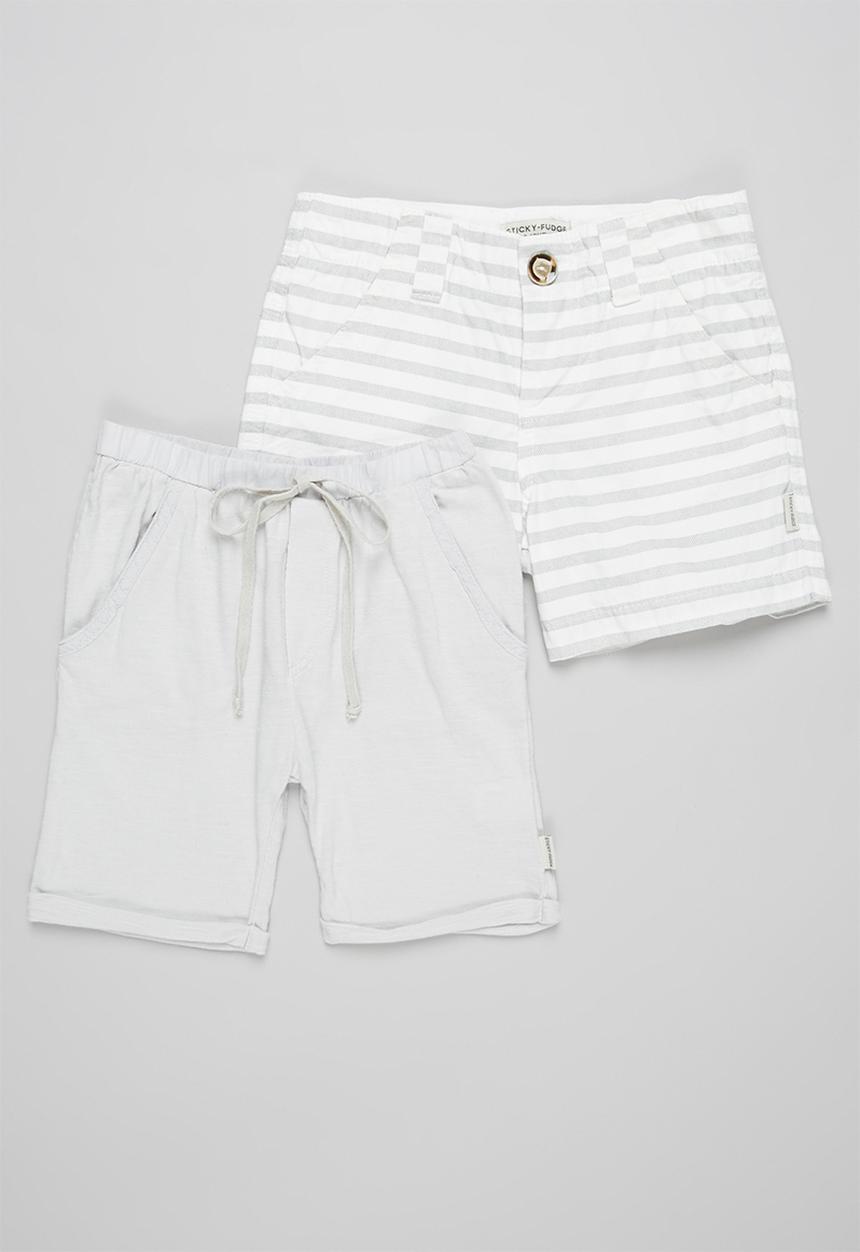 Sticky Fudge - Girls 2 pack short - grey & white 