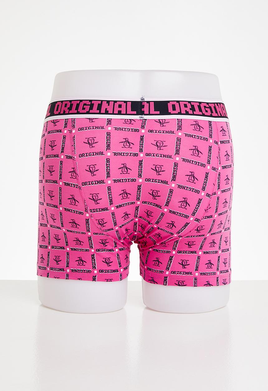 Original Penguin - 3 Pack mens penguin underwear retro op check - navy & pink