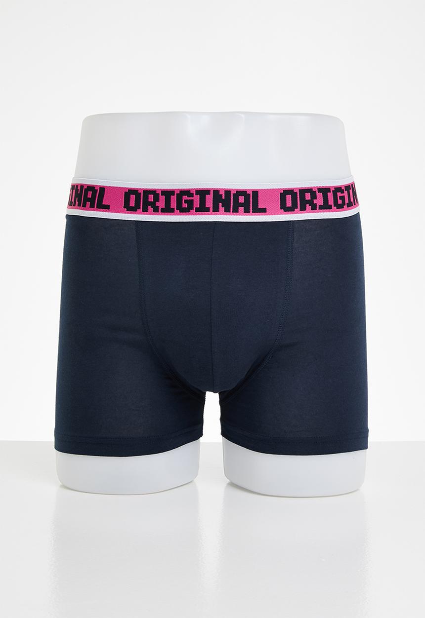 Original Penguin - 3 Pack mens penguin underwear retro op check - navy & pink