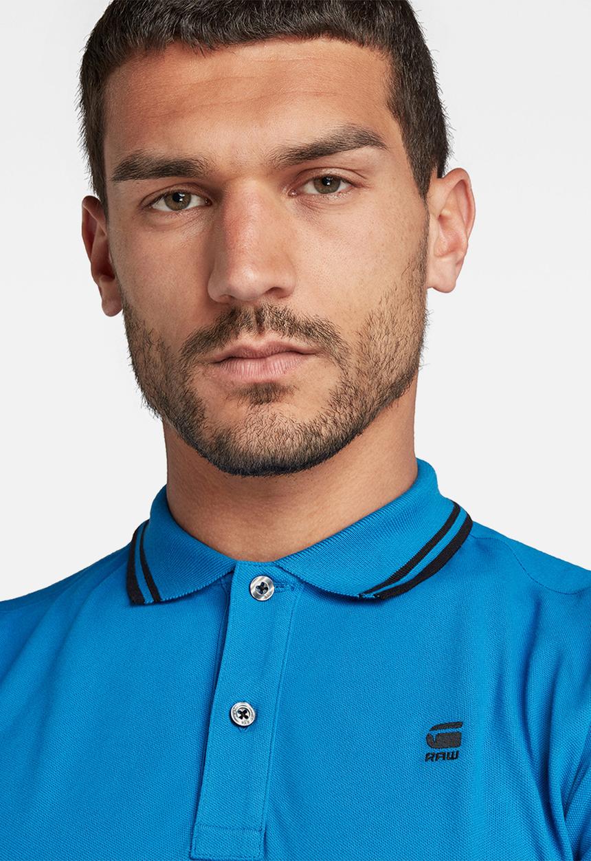 G-STAR - Dunda slim stripe polo short sleeve - blue