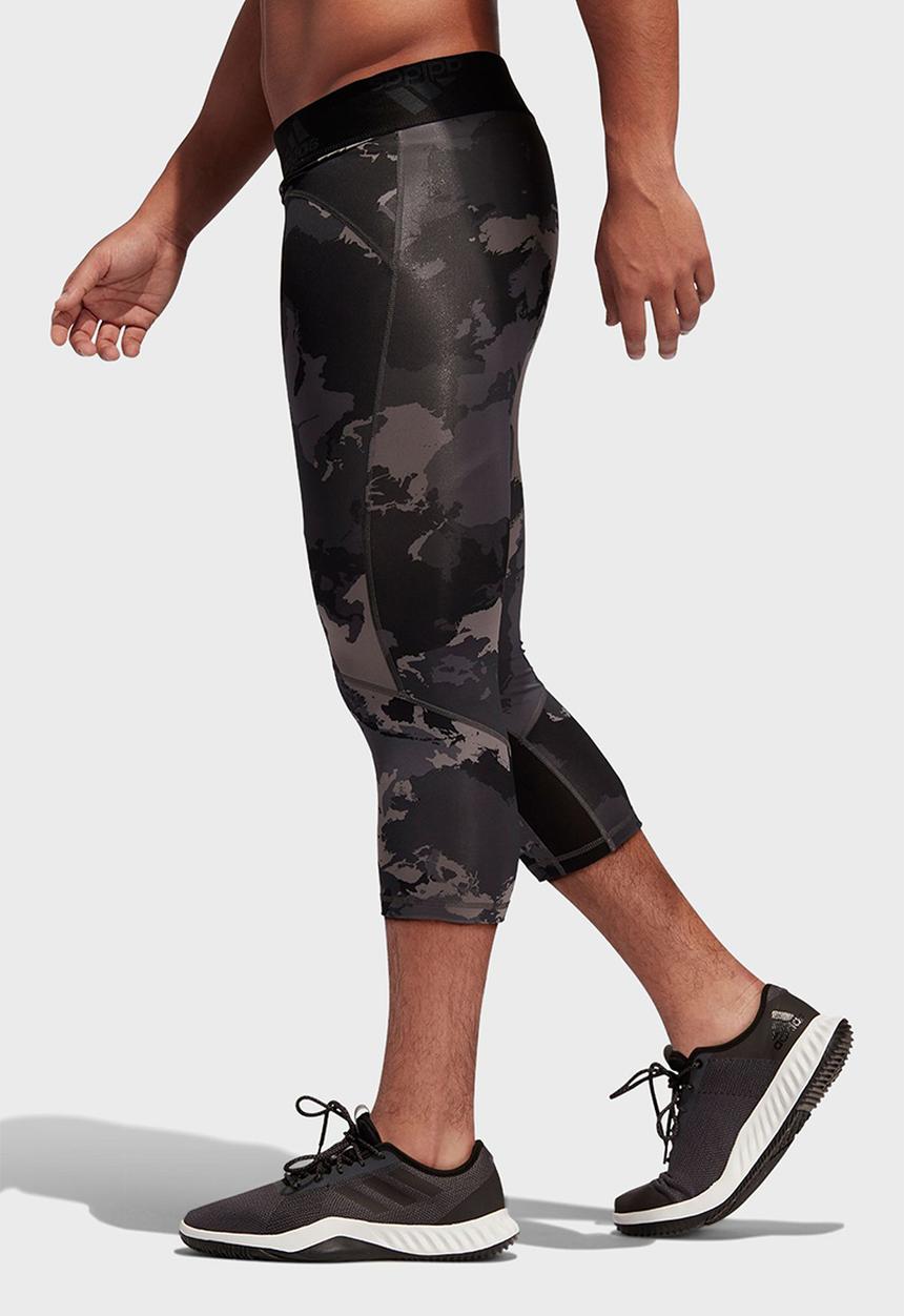 adidas Originals - 3/4 Alphaskin Camo Tights - grey & black 