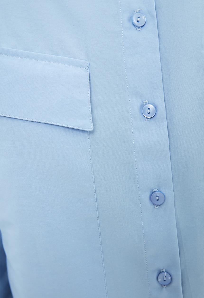 Trendyol - Longer length double pocket shirt - blue