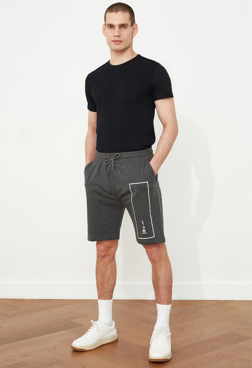 Trendyol - Leg print shorts - dark grey 