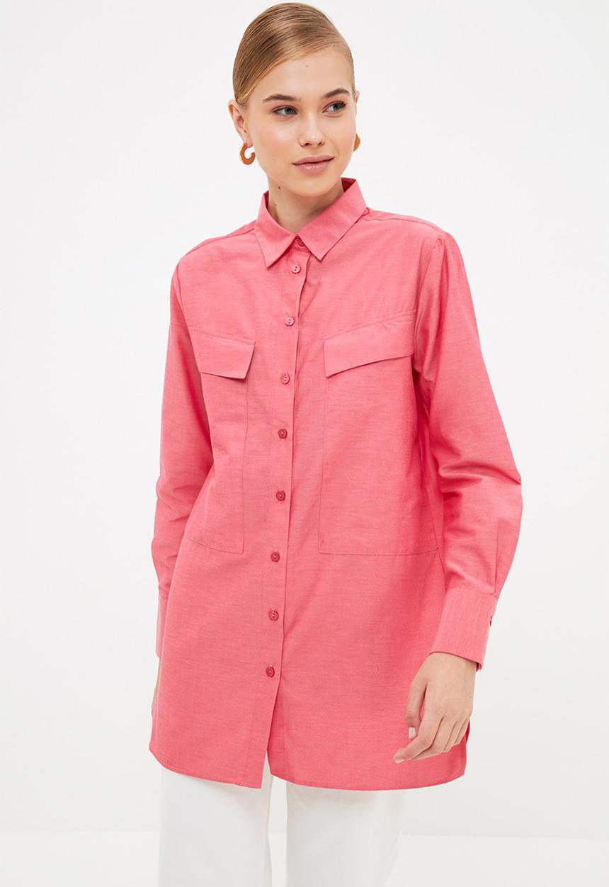 Trendyol - Collar tunic shirt - pink