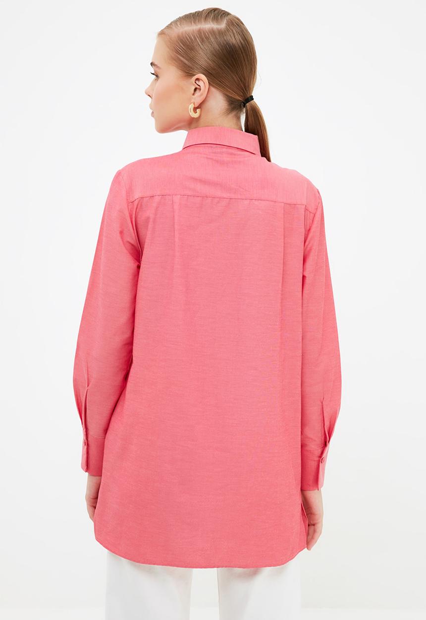 Trendyol - Collar tunic shirt - pink
