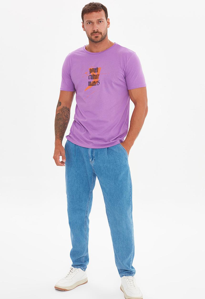 Trendyol - Brock short sleeve printed tee - purple