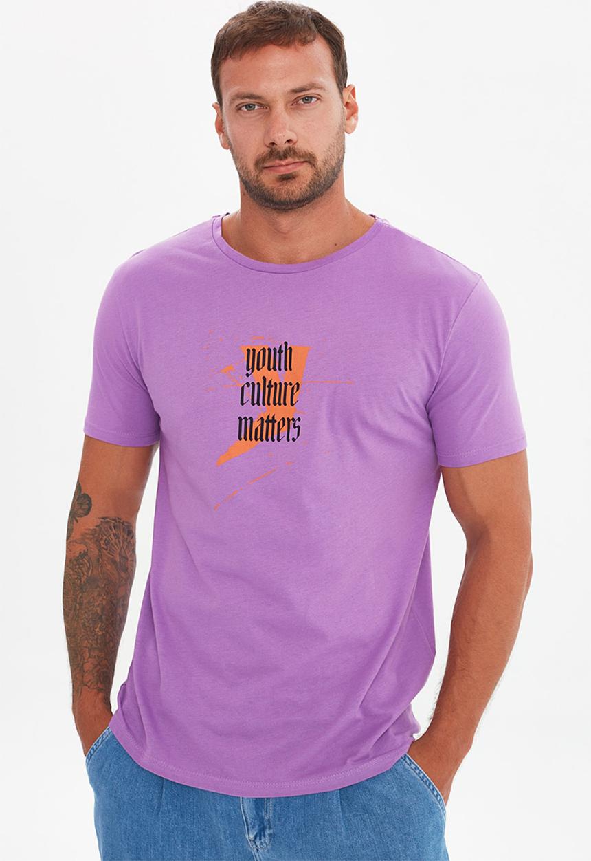 Trendyol - Brock short sleeve printed tee - purple