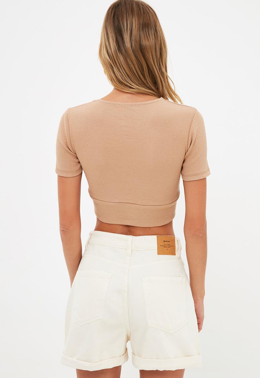 Trendyol - Crop knit - camel