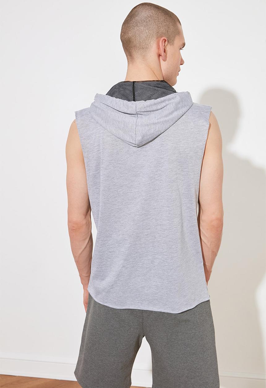 Trendyol - Zip detail sleeveless hooded top - grey