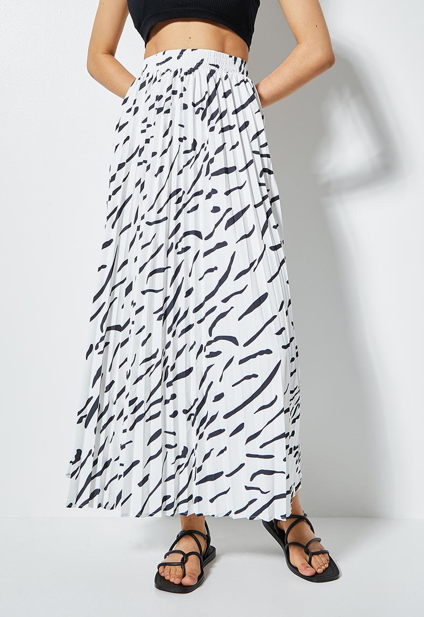Superbalist - Long midi pleated skirt - white & black 