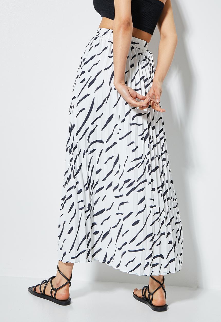 Superbalist - Long midi pleated skirt - white & black 