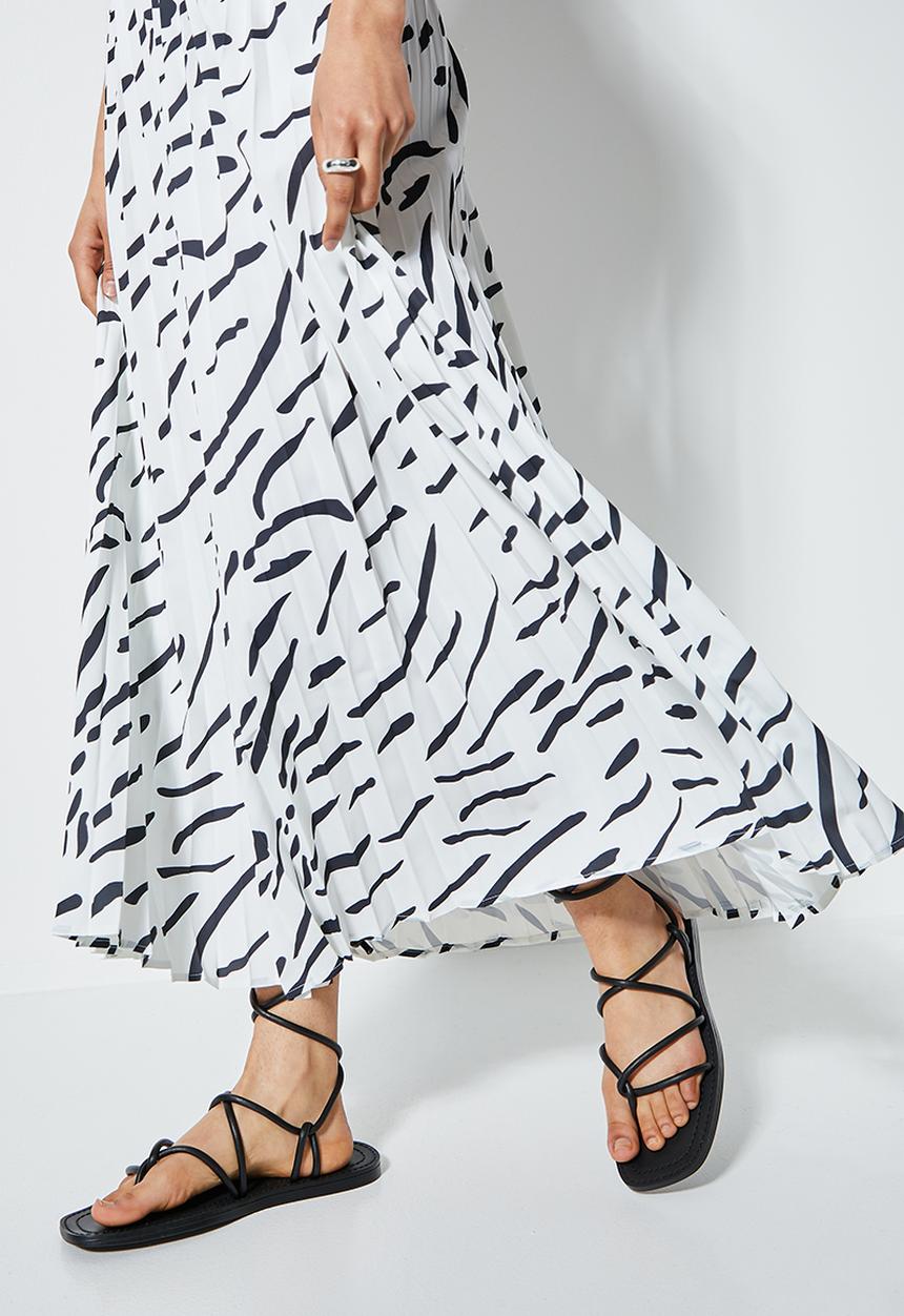 Superbalist - Long midi pleated skirt - white & black 
