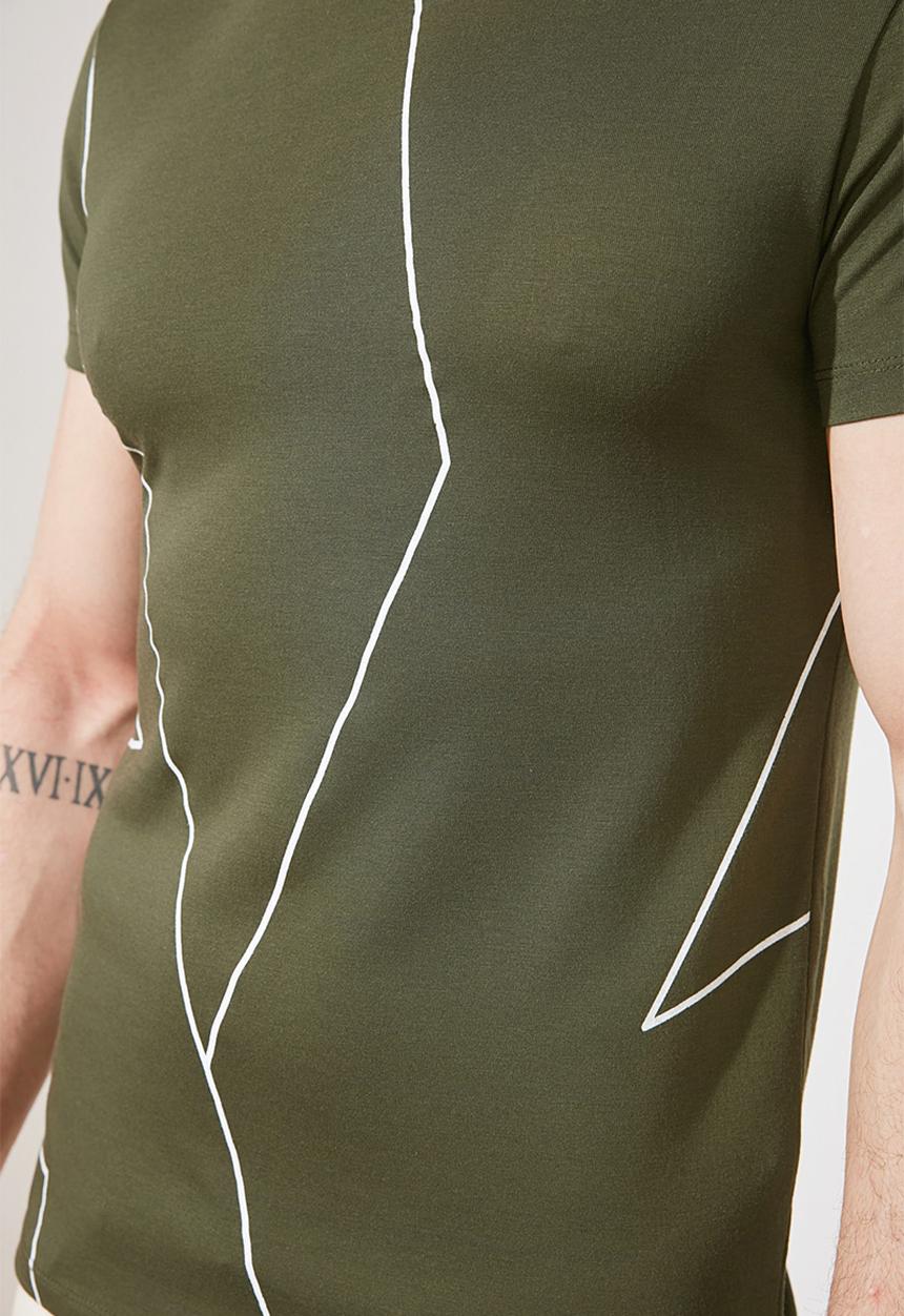 Trendyol - Patterned short sleeve tee - olive