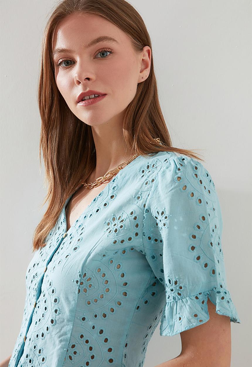 Trendyol - Embroidered shirt - mint
