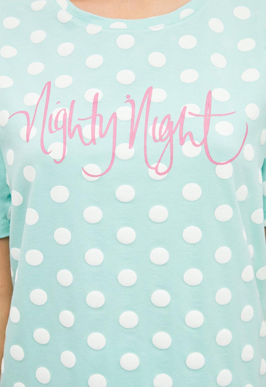 Trendyol - Polka dot knitted pajamas set - blue