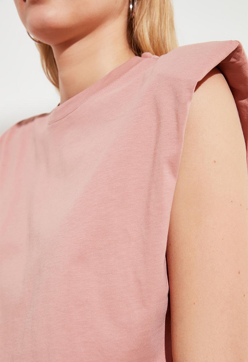 Trendyol - Wadding basic knitted t-shirt - rose