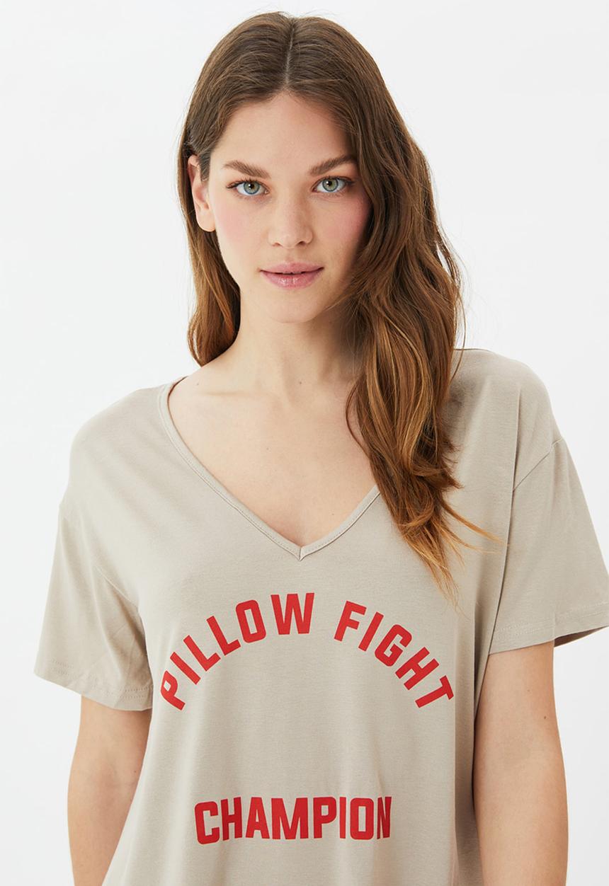 Trendyol - Printed knitted pajamas set - neutral