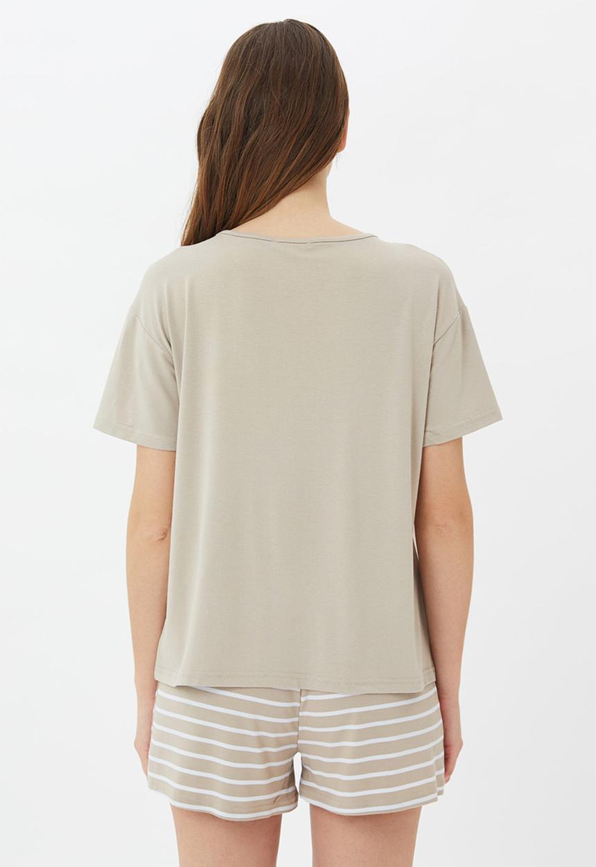 Trendyol - Printed knitted pajamas set - neutral