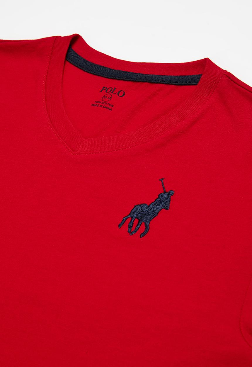 POLO - Boys james numerical v neck tee - red