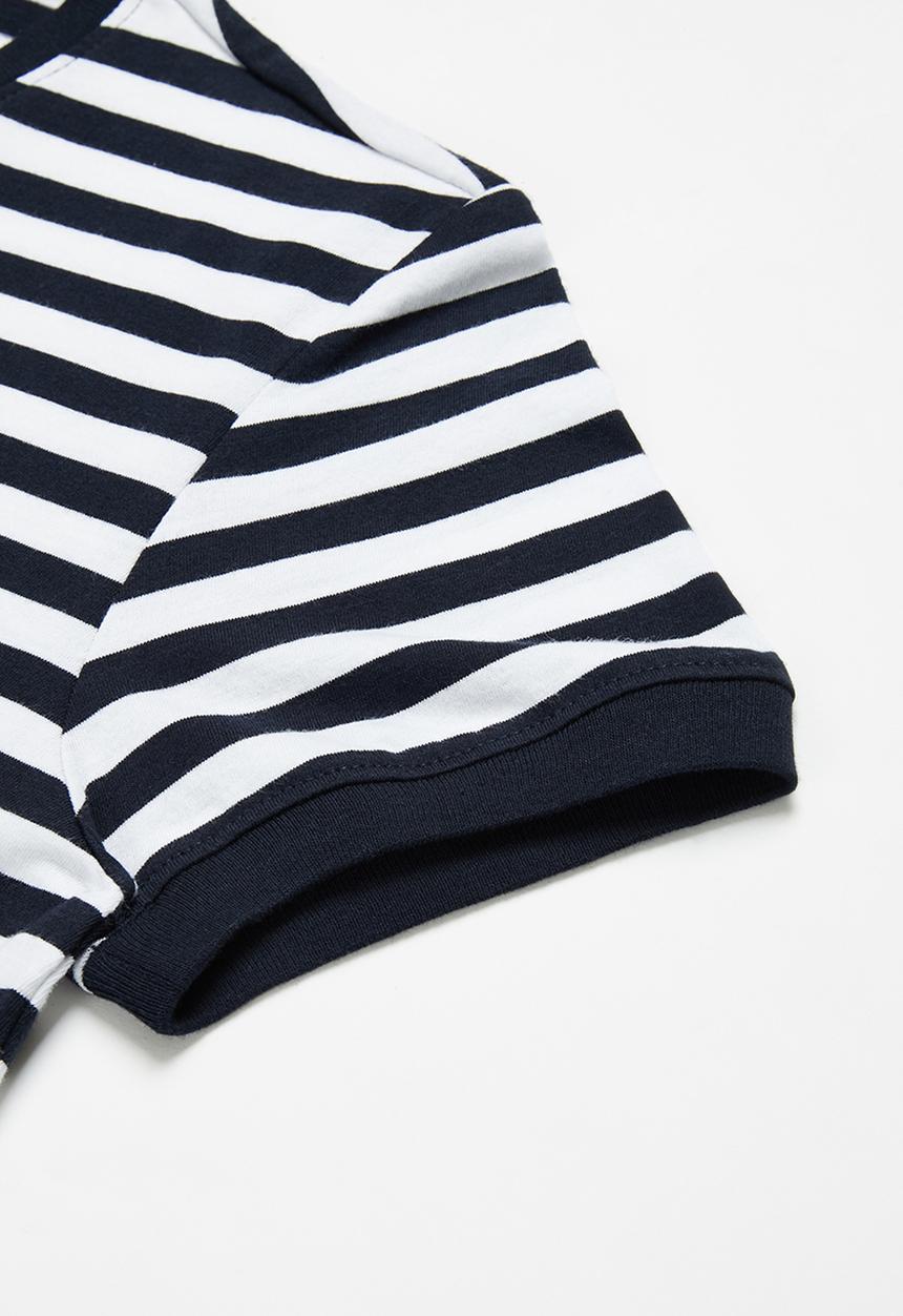POLO - Boys logan printed striped tee - navy & white