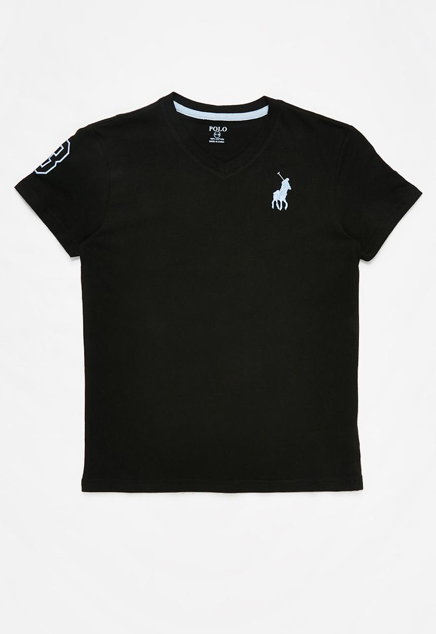 POLO - Boys james numerical v neck tee - black
