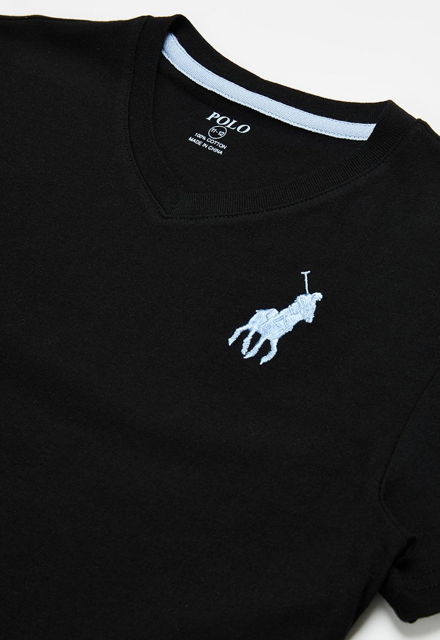 POLO - Boys james numerical v neck tee - black