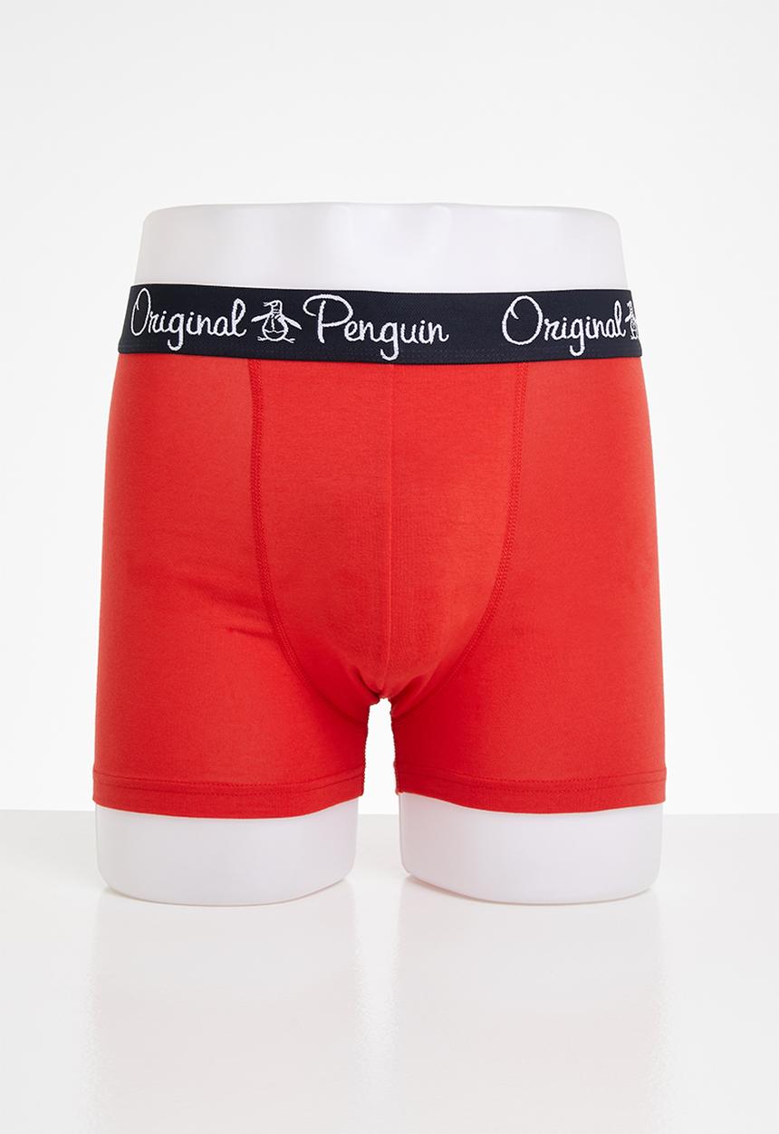 Original Penguin - 3 Pack mens penguin underwear underline pete diamond - navy & red