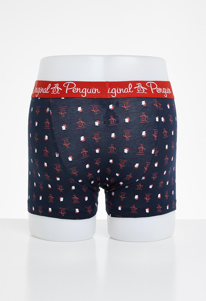 Original Penguin - 3 Pack mens penguin underwear underline pete diamond - navy & red