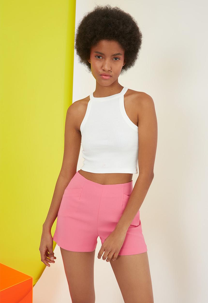 Trendyol - Corduroy knitted singlet - ecru