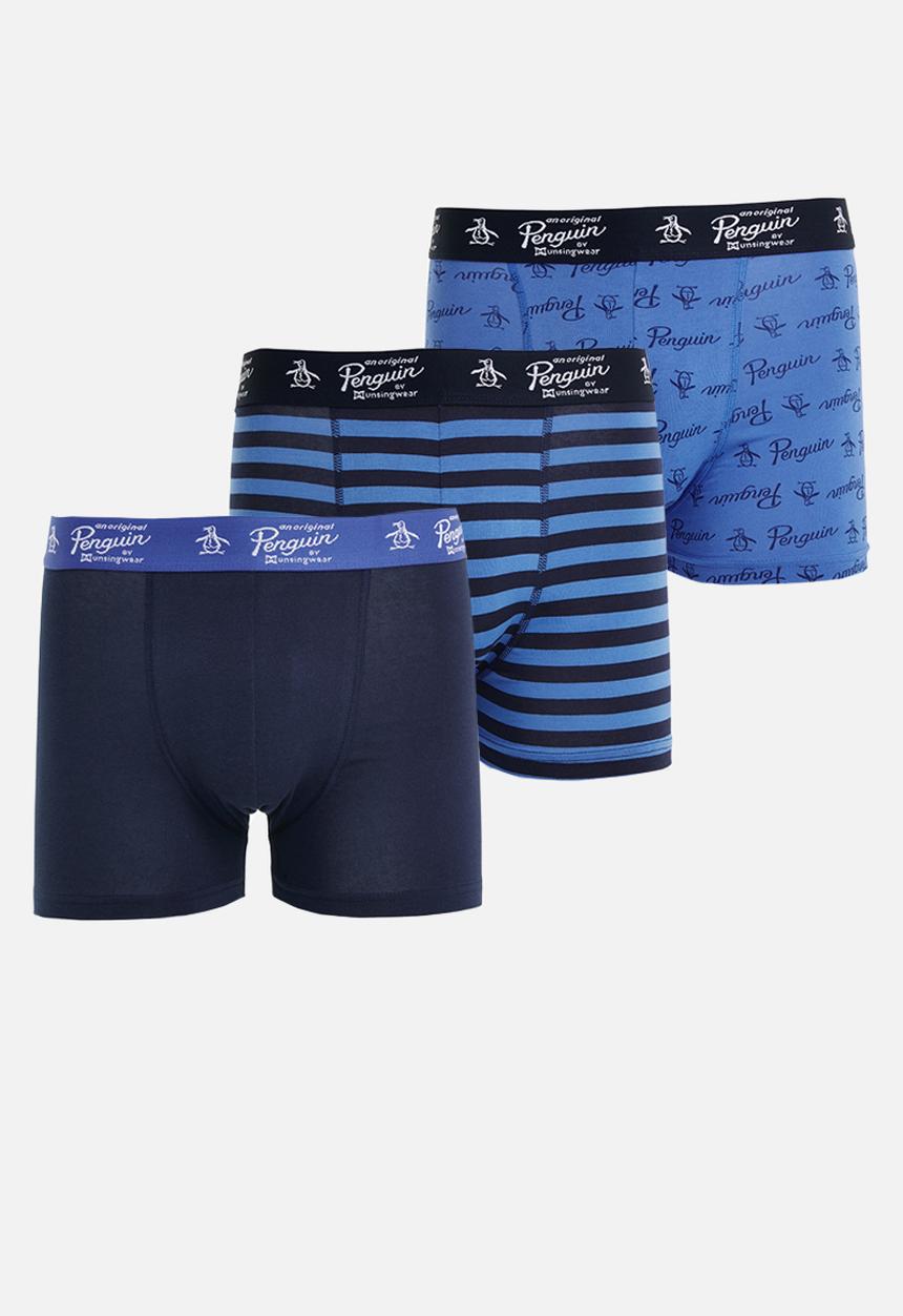 Original Penguin - 3 Pack mens penguin underwear penguin logo aop - blue & navy