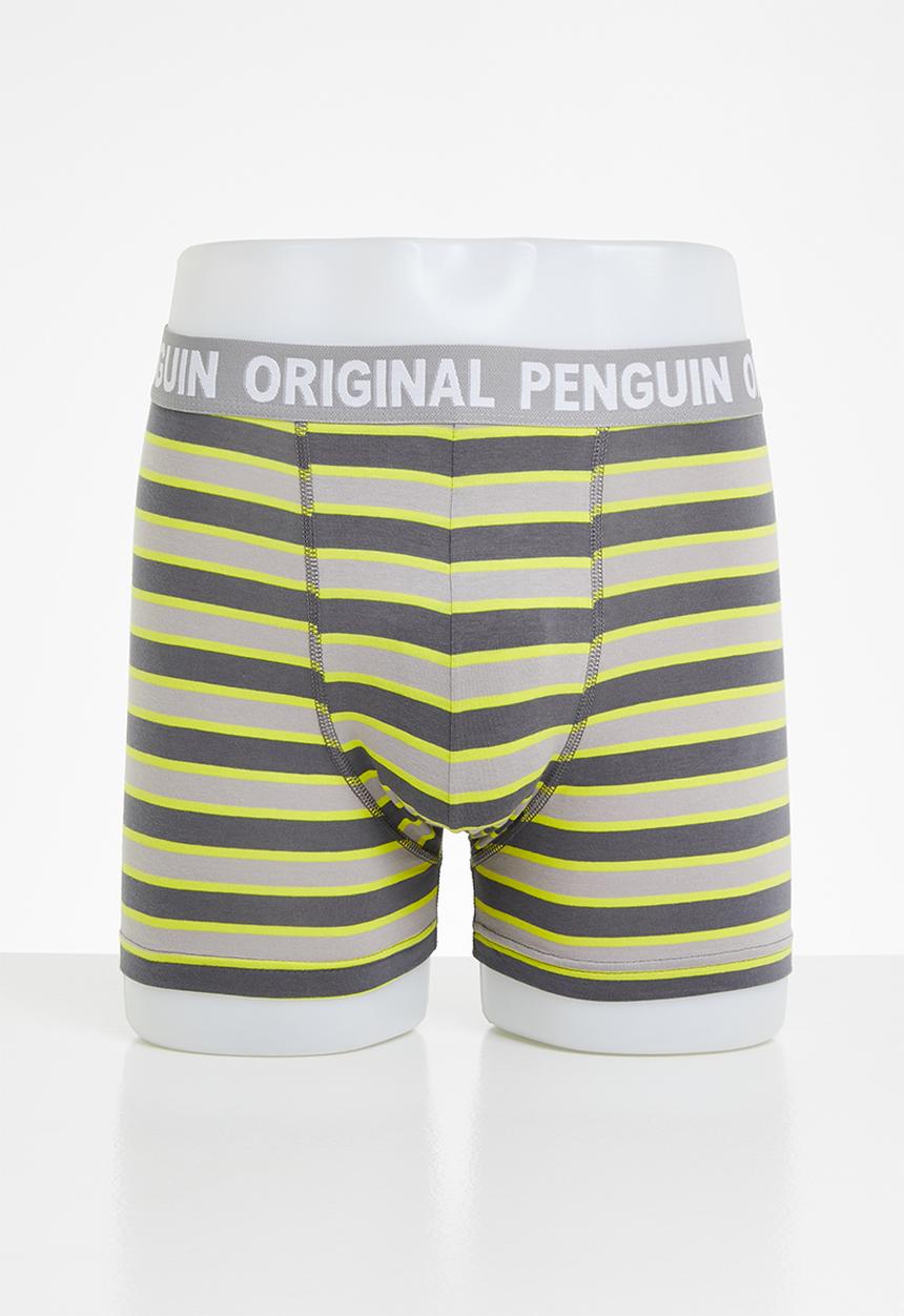 Original Penguin - 3 Pack mens penguin underwear zigzag op print - grey & lime