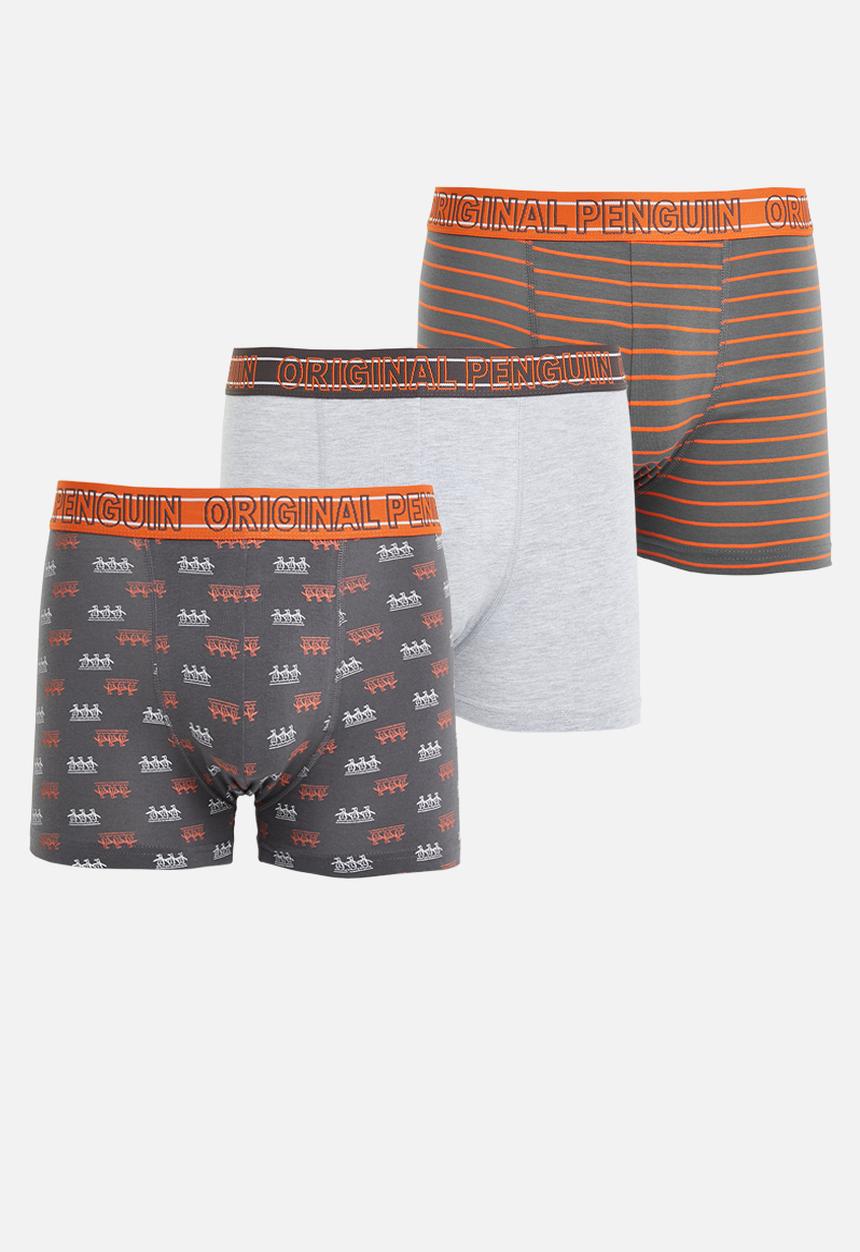 Original Penguin - 3 Pack mens penguin underwear tri pete - charcoal & orange