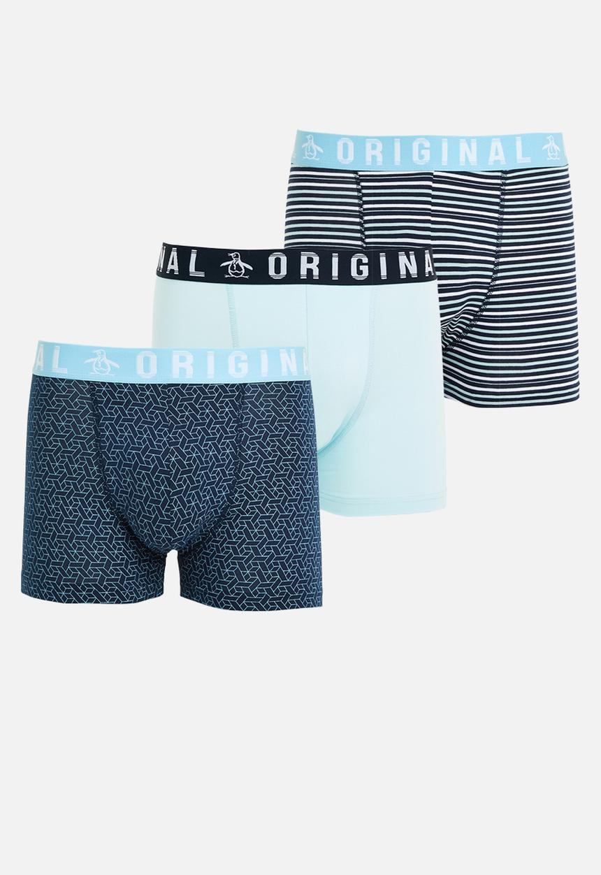 Original Penguin - 3 Pack mens penguin underwear geo print - navy blue