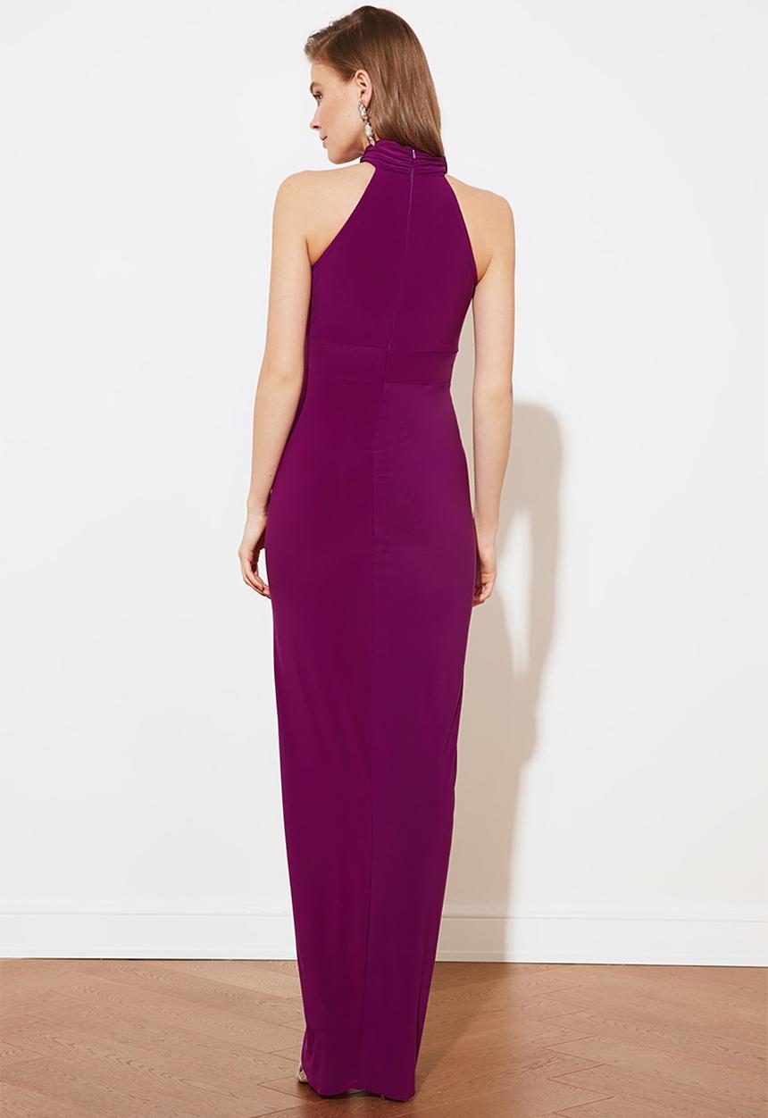 Trendyol - Collar detail evening dress - plum