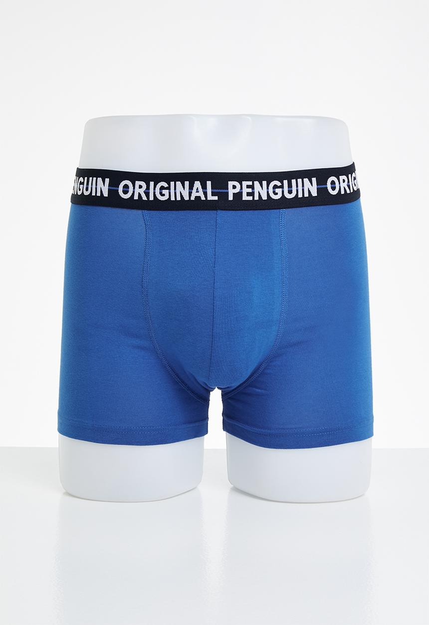 Original Penguin - 3 Pack mens penguin underwear line op print -  blue & grey