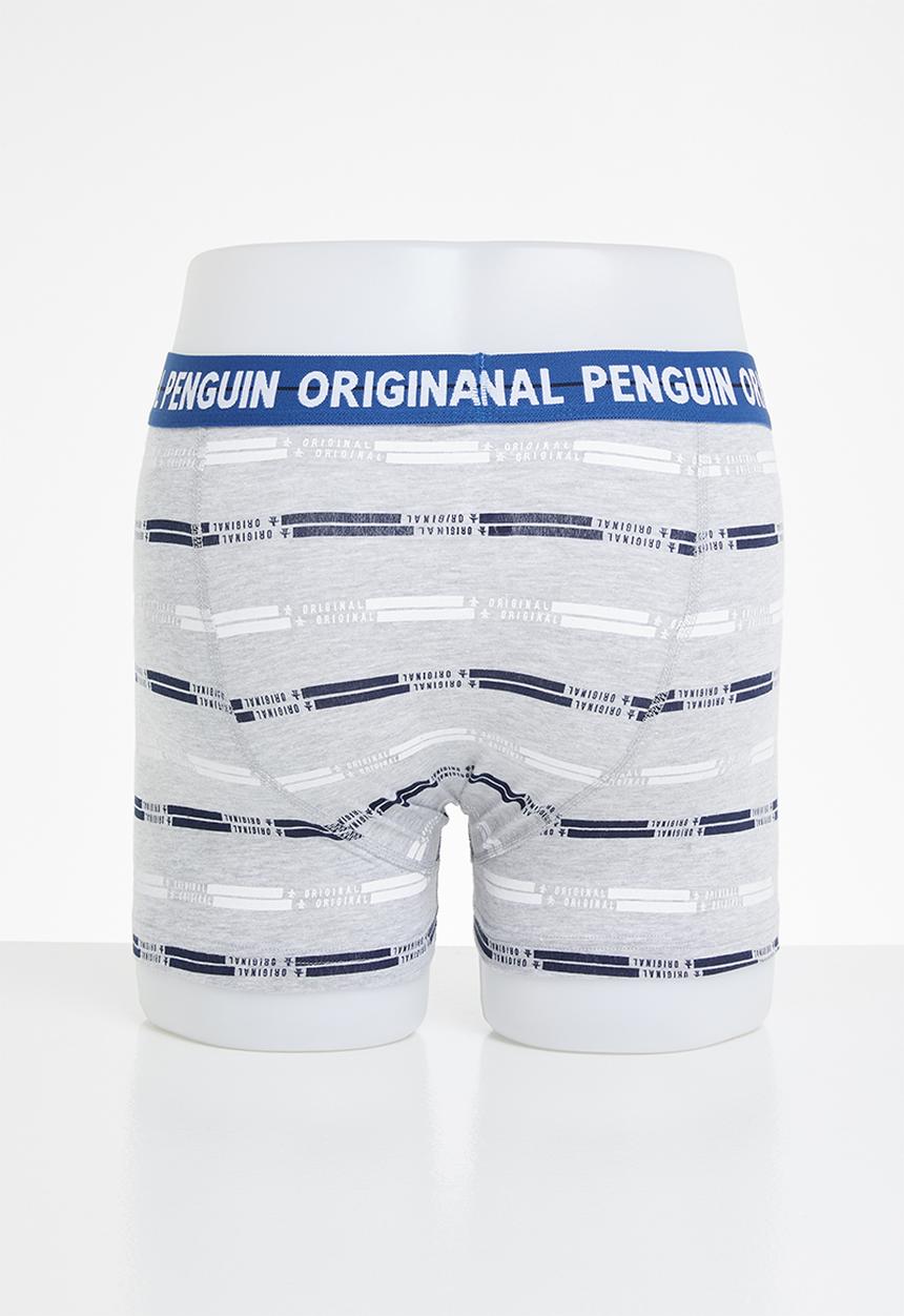 Original Penguin - 3 Pack mens penguin underwear line op print -  blue & grey
