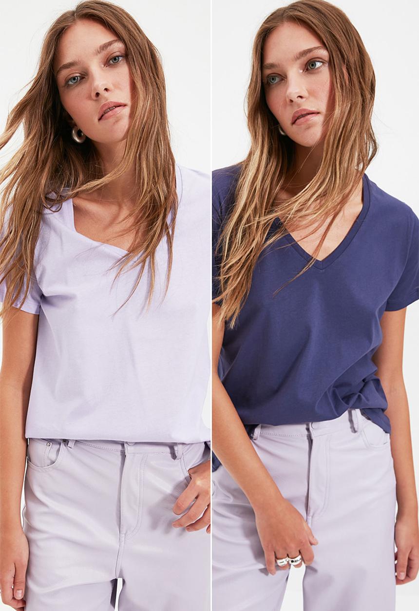 Trendyol - Lacivert-lila tshirt - navy/lilac